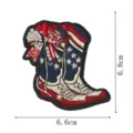American flag cowboy boot embroidered patch with bow detail for clothing DIY decoration 6.8x6.6cm - Cowboy Boot