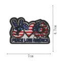 Detailed view of the American patriotic embroidered patch featuring a peace sign and US flag heart. - Peace Heart Sunflower Style (DW9812-20)