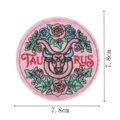 Retro Taurus zodiac embroidered patch cute rose floral badge iron on clothes backpack DIY - Taurus