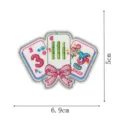 Blumen Mahjong Besticktes Aufnäher, niedliches Joker und Karten Design zum Aufbügeln auf Kleidung. - DW9814-45