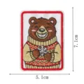 Christmas brown bear embroidered patch with red border, festive clothing accessory badge. - Bear (DW9270-3)