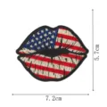 American flag lips embroidered patch iron on badge appliques for clothing jackets jeans 7.2x5.7cm - Red Lips