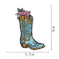 Nahaufnahme Detail des Vintage Western Stiefel bestickten Aufnähers mit Blumen, 8x5.7cm. - Florale Cowboystiefel