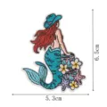 Patch broderie sirène vintage, joli patch thermocollant pour réparation de vêtements. - Sirène Chapeau Bleu (DW9281-4)