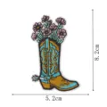 Dekorativer Cowboy Stiefel bestickter Aufnäher mit Blumenmuster zum Aufbügeln auf Kleidung. - Sporen Cowboy-Stiefel