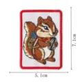 Cute embroidered chipmunk patch with red border animal iron on badge apparel 5.1x7.1cm - Chipmunk (DW9270-8)
