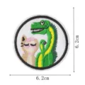 Lindo parche bordado de dinosaurio y gato de dibujos animados, insignia termoadhesiva, 6.2cm. - Gato Dinosaurio (DW9230-6)