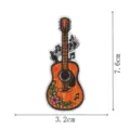 Gitarre gestickte Aufnäher mit Noten und Blumen zum Aufbügeln für Kleidung Rucksack DIY - Gitarre