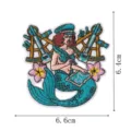 Écusson Brodé Sirène Vintage Côte Ouest Motif Nautique Application Thermocollant 6.4x6.6cm - Sirène Nautique Florale (DW9281-9)
