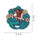 Écusson brodé sirène vintage avec cactus et fleurs, applique thermocollante pour vêtements. - Sirène Florale Cactus (DW9281-10)