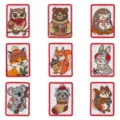 Cute Christmas forest animal embroidered patches set, perfect for DIY clothing and hat decor. - Set of 9 (DW9270)