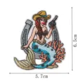 Patch brodé sirène cow-girl vintage avec fer à cheval et corail pour réparation de vêtements. - Sirène Armée Vintage (DW9281-16)