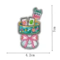 Mahjong Stein bestickter Aufnäher süßer Cartoon Getränk Bügelbild Applikation 7x4.2cm - DW9814-25