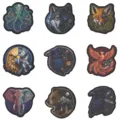 Lot de 9 écussons brodés style steampunk fantastique animaux pour vêtements et sacs. - Lot de 9