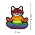Rainbow meditation cat embroidered patch, cute cartoon animal DIY iron-on clothing badge. - Style 9221-2