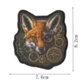 Steampunk fox embroidered patch with gear and compass, ideal for tactical jackets. - Fox (DW9268-7)