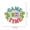 Mahjong English embroidery patch, funny game time slogan iron-on applique for clothing decor. - DW9814-1