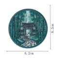 Patch brodé forêt de bambous pittoresque, badge rond thermocollant pour vêtements. - Forêt de Bambous et Architecture Ancienne (DW9252-6)