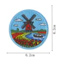 Écusson brodé moulin à vent tulipes des Pays-Bas badge en tissu pour vêtements sacs 6.2cm - Moulin à Vent Hollandais (DW9252-8)