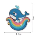 Cute rainbow whale embroidered patch, cartoon iron on badge for kids clothes and DIY decoration. - Whale