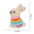 Cute rainbow rabbit embroidered patch for children clothing, durable iron-on repair badge 3.6x5.4cm - Rabbit in Sweater