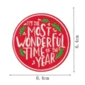 Christmas round embroidered patch, festive holiday slogan badge, iron on clothing repair. - DW9813-39