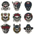 Détail des écussons brodés tête de mort, badges en tissu rigolos pour vêtements thermocollants. - DW9170 Ensemble de 9