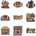 Embroidered football patches set featuring leopard print and cute sports design elements. - DW9807D Set Of 9