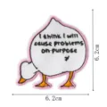 Cute cartoon duck embroidery patch for DIY clothing repair, funny embroidered iron-on badge. - Cause Problems Duck (DW9802-26)