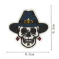 Patch brodé tête de mort chapeau de cowboy thermocollant accessoire vêtement badge DIY - DW9170-5