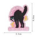Funny black cat embroidered patch, angry expression badge with fine text, iron on decor. - Frizzy Black Cat (DW9802-28)