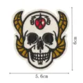 Patch brodé tête de mort gothique cool avec cornes et cœur rouge pour décoration de vêtements. - DW9170-6