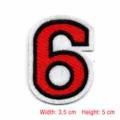 Embroidered number 6 patch, red and black iron-on applique badge for clothing decoration. - Number 6