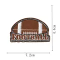Detailed view of the brown football embroidered patch with dimensions of 7.2x4.4cm. - DW9807-34