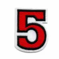 Embroidered number 5 patch red and black iron on sew on DIY clothing badge applique - Number 5