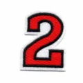 Red and black embroidered number 2 patch iron on cloth applique for DIY clothing decoration - Number 2