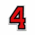 Embroidered number 4 patch red black outline iron on sew on fabric badge appliques - Number 4
