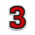 Iron on number 3 embroidered patch red and black fabric applique for clothing jackets DIY crafts - Number 3