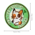 Parche bordado redondo de gato con frase divertida, insignia duradera para ropa y decoración DIY. - Estilo Gato Calicó Planeta (DW8955)