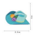 Detailed view of the wave and shell embroidered patch with size indicators for DIY clothing. - Sea Waves and Shells