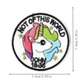 Parche de unicornio bordado redondo para ropa con texto inspirador y detalles de tamaño. - Estilo Unicornio (DW8958)