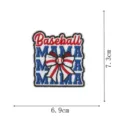 Detailed view of the baseball mama embroidered patch with bow and blue red letters. - Embroidery Patch Style (DW9801-3)