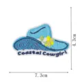 Coastal cowgirl embroidered patch wave cowboy hat badge applique DIY clothing decor 7.3x4.3cm - Wave Cowboy Hat