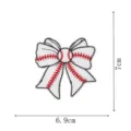 Baseball bow embroidered patch detail showing height of 7cm and width of 6.9cm clearly. - Embroidery Patch Style (DW9801-14)