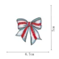 Baseball series bow embroidered patch appliques for clothing DIY decoration, size 7x6.7cm. - Embroidery Patch Style (DW9801-15)