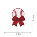 Baseball bow embroidery patch detail view, fabric applique badge with hot melt glue backing. - Embroidery Patch Style (DW9801-16)