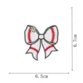 Baseball bow embroidery patch with cute daisy detail, size specifications shown, DIY clothing. - Embroidery Patch Style (DW9801-19)