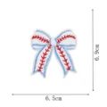 Baseball bow embroidered patch, white blue edge with red stitching, 6.5x6.9cm iron-on badge. - Embroidery Patch Style (DW9801-25)