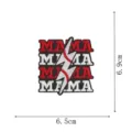 Embroidered patch detail, red and white MAMA letters with baseball lightning bolt design. - Embroidery Patch Style (DW9801-32)