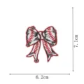Detailed view of the baseball bow embroidery patch featuring intricate stitching and flower accents. - Embroidery Patch Style (DW9801-34)